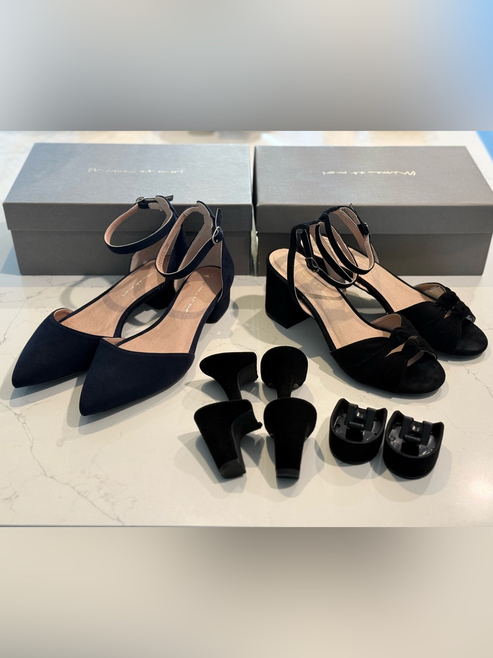 Mime et Moi Convertible Heels Set - Size 8 EU 38 - Black Sandals, Navy Flats
